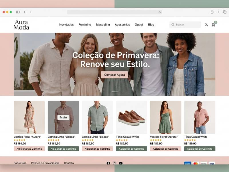 E‑commerce completo para loja de moda com catálogo e carrinho