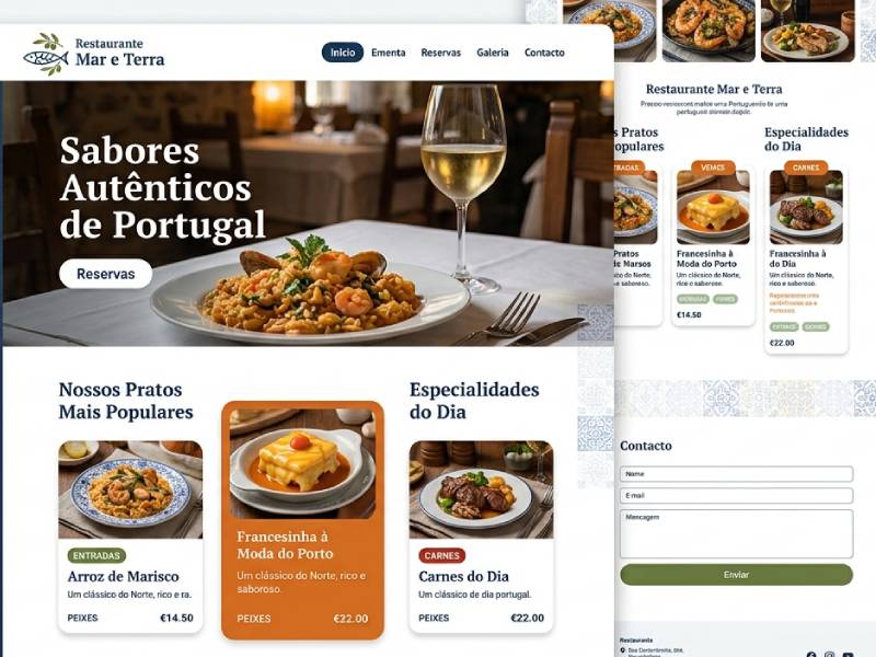 Site profissional para restaurante com cardápio online e delivery